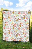 Maneki Neko Lucky Cat Fan Sakura Premium Quilt