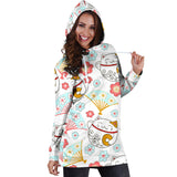 Maneki Neko Lucky Cat Fan Sakura Women'S Hoodie Dress