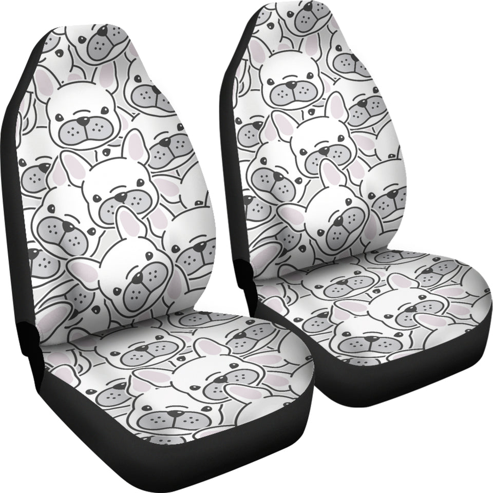 Cute French Bulldog Head Pattern Universal Fit Car Seat Covers