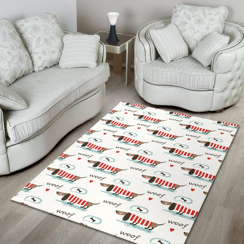 Cute Dachshund Bone Pattern Area Rug