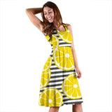 Slice Of Lemon Design Pattern Sleeveless Midi Dress