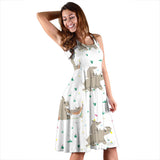 Cute Rhino Pattern Background Sleeveless Midi Dress