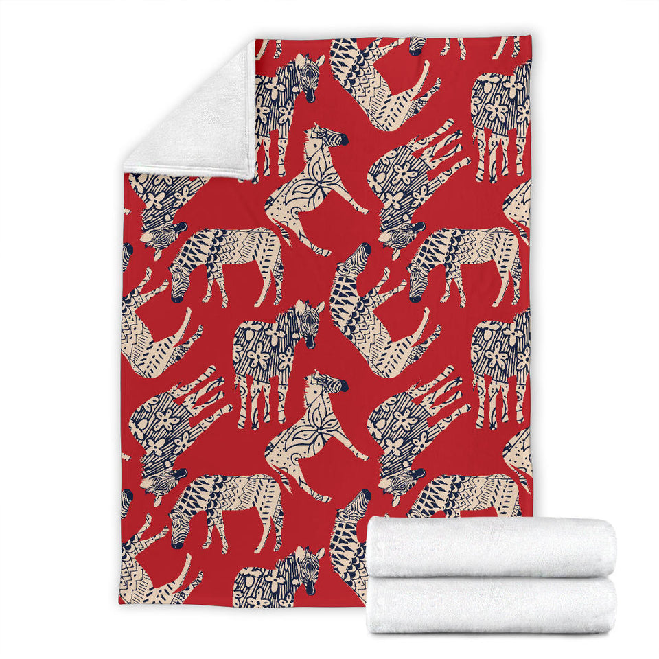 Zebra Abstract Red Background Premium Blanket