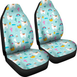 Llama Alpaca Cactus Leaves Pattern Universal Fit Car Seat Covers