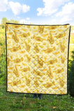 Saxophone Cornet Pattern Yellow Background Premium Quilt