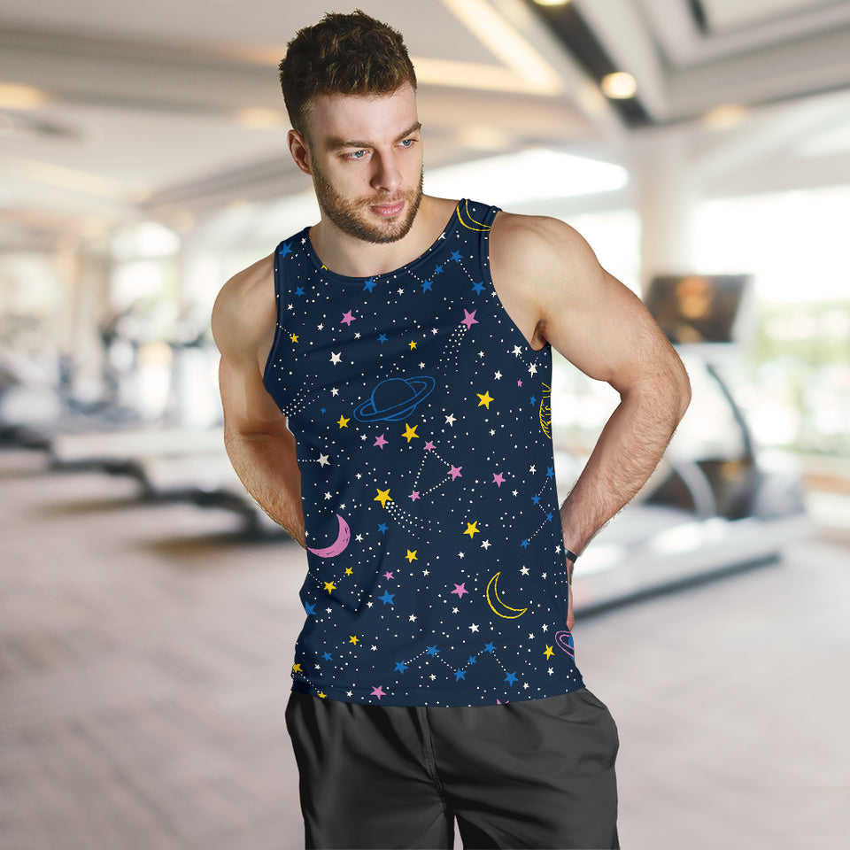 space pattern with planets, comets, constellations and stars Men Tank Top