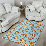 Hand Drawn Pizza Blue Background Area Rug
