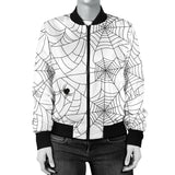 Spider Web Cobweb Pattern White Background Women'S Bomber Jacket