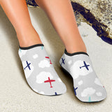 Airplane Cloud Grey Background Aqua Shoes