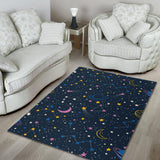Space Pattern With Planets, Comets, Constellations And Stars Area Rug