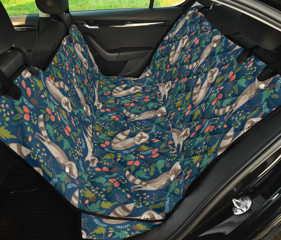 Raccoon Tropical Leaves Pattern Dog Car Seat Covers