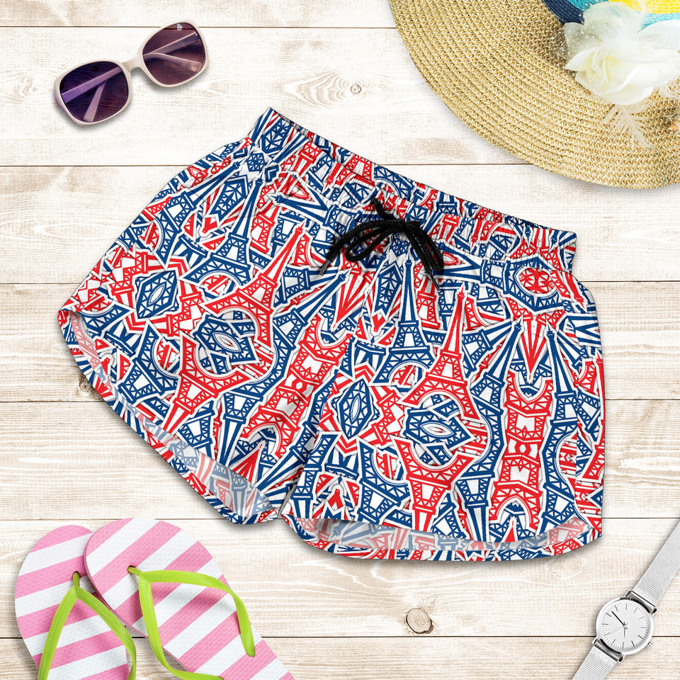 Eiffel Tower Pattern Print Design 02 Women Shorts