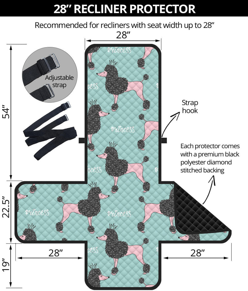 poodle dog green background Recliner Cover Protector