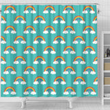 Rainbow Pattern Green Background Shower Curtain Fulfilled In US