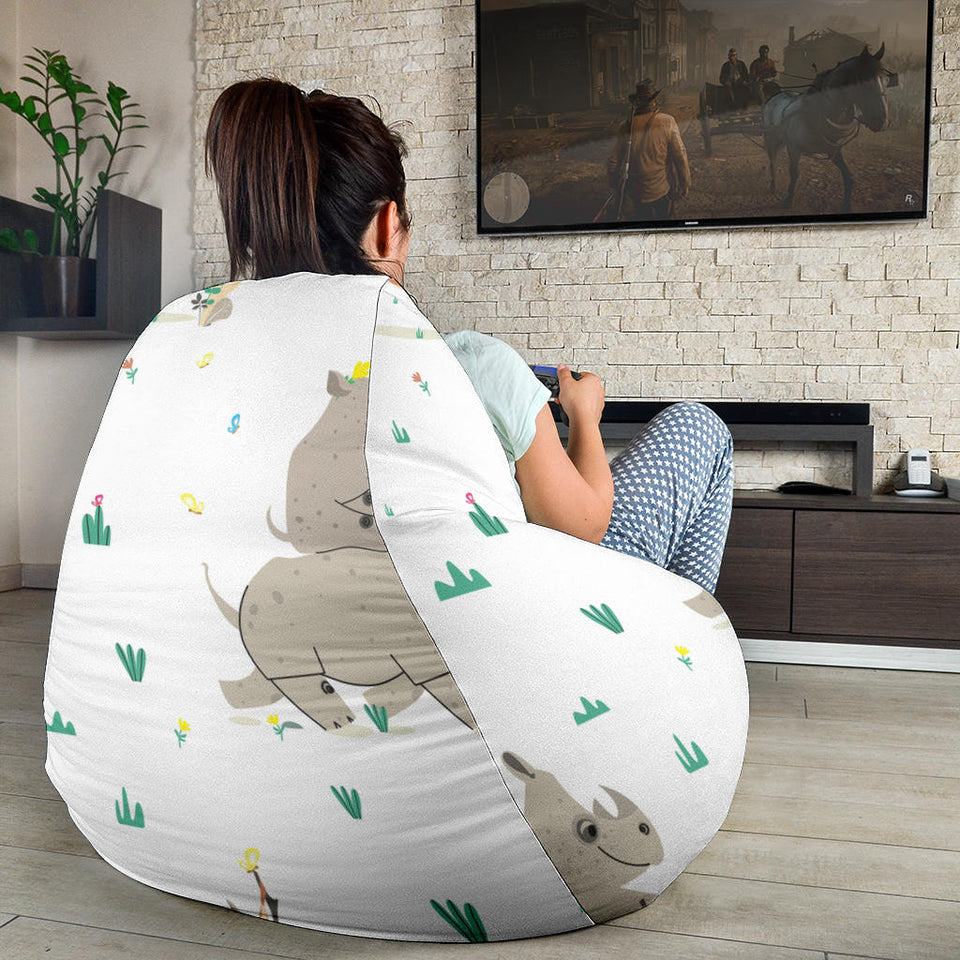 Cute Rhino Pattern Background Bean Bag Cover
