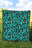 Green Leopard Skin Print Pattern Premium Quilt