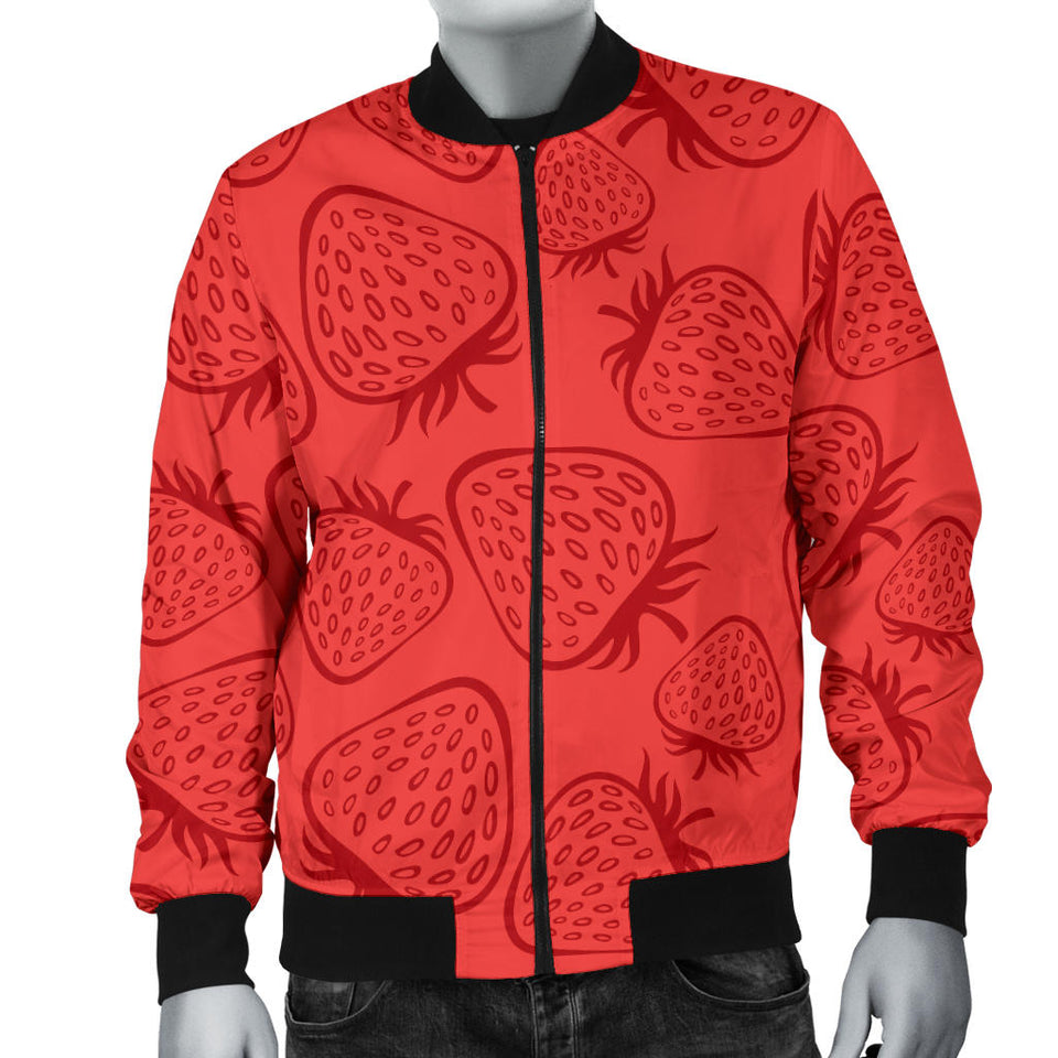 Strawberry Pattern Red Background Men'S Bomber Jacket