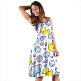 Duck Toy Pattern Print Design 01 Sleeveless Midi Dress