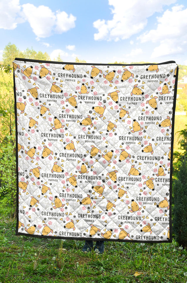 Greyhound Pattern Print Design 03 Premium Quilt