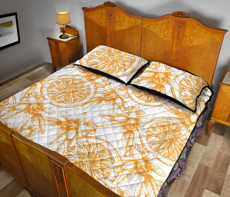 hand drawn orange fruit pattern Quilt Bed Set