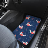Cute Sea Lion Seal Christmas Hat Candy Cane Heart Pattern Front And Back Car Mats