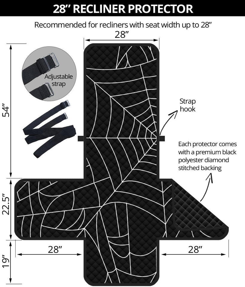 Spider Spider web pattern Black background white cobweb Recliner Cover Protector