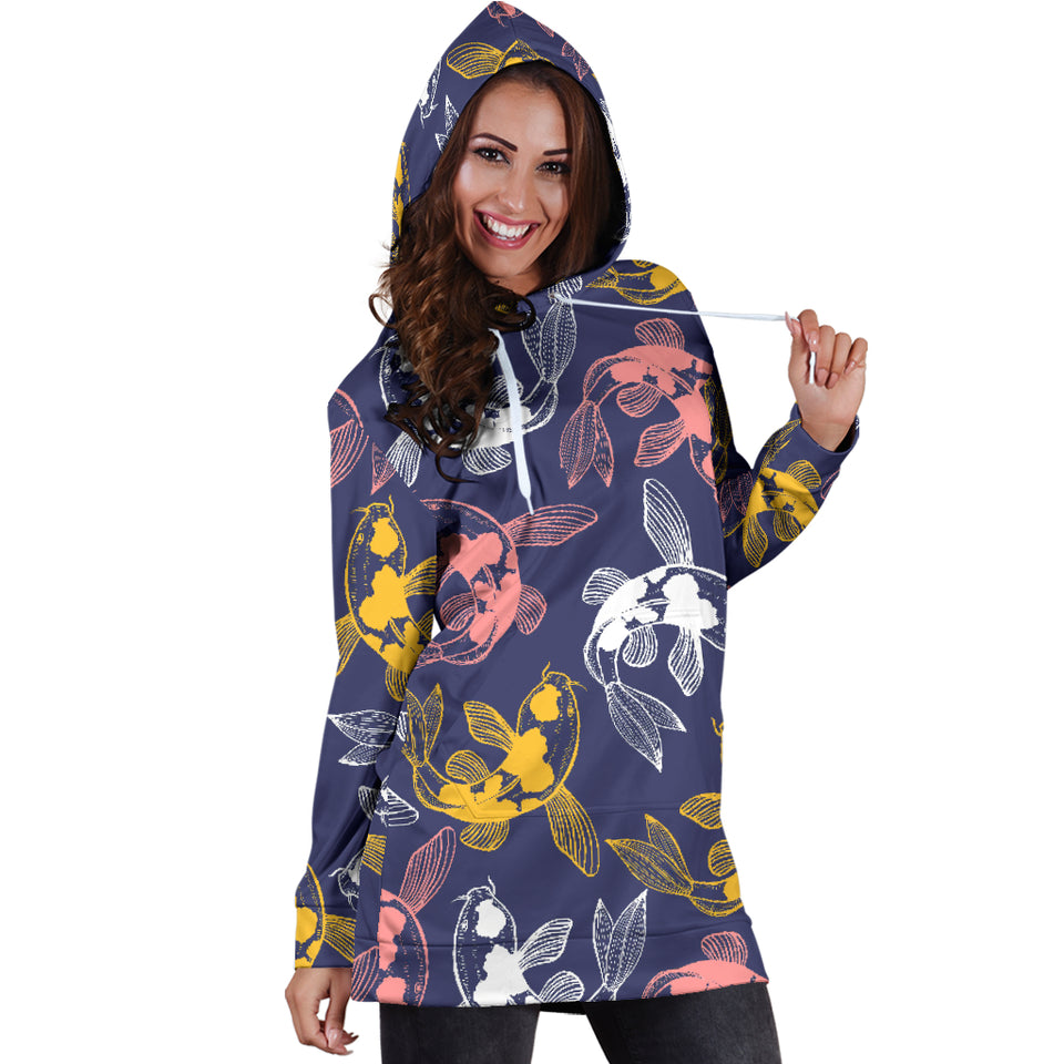 Koi Fish Carp Fish Pattern Women'S Hoodie Dress