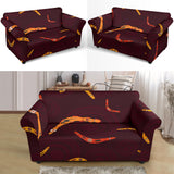Boomerang Australian Aboriginal Ornament Circle Black Background Loveseat Couch Slipcover