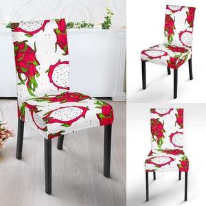 Dragon Fruits White Background Dining Chair Slipcover