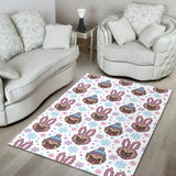Cute Pug Hat Rabbit Costume Pattern Area Rug