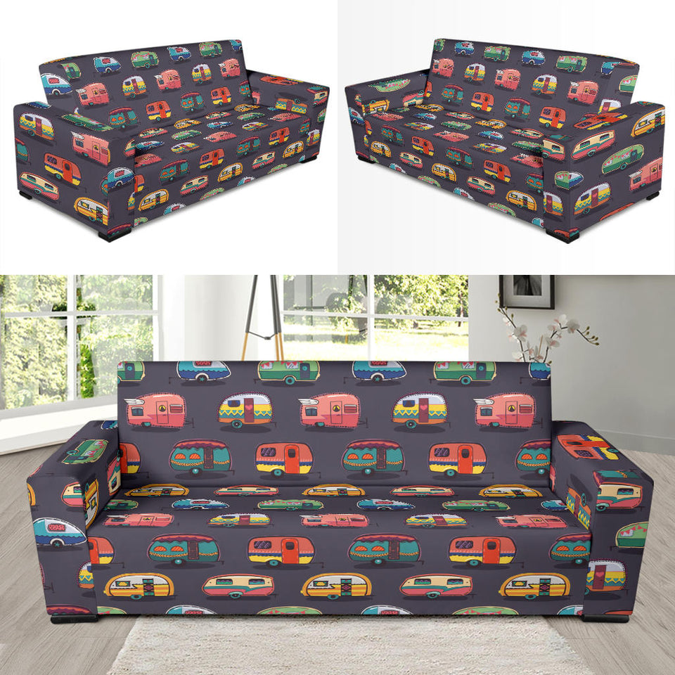 Camper Van Pattern Print Design 02 Sofa Slipcover