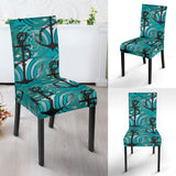 Anchor Nautical Green Background Dining Chair Slipcover