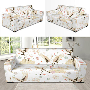 Beautiful Japanese Cranes Pattern Sofa Slipcover