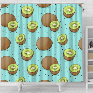Kiwi Blue Background Shower Curtain Fulfilled In US