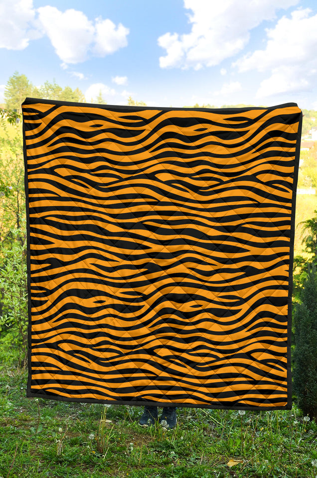 Bengal Tigers Skin Print Pattern Background Premium Quilt
