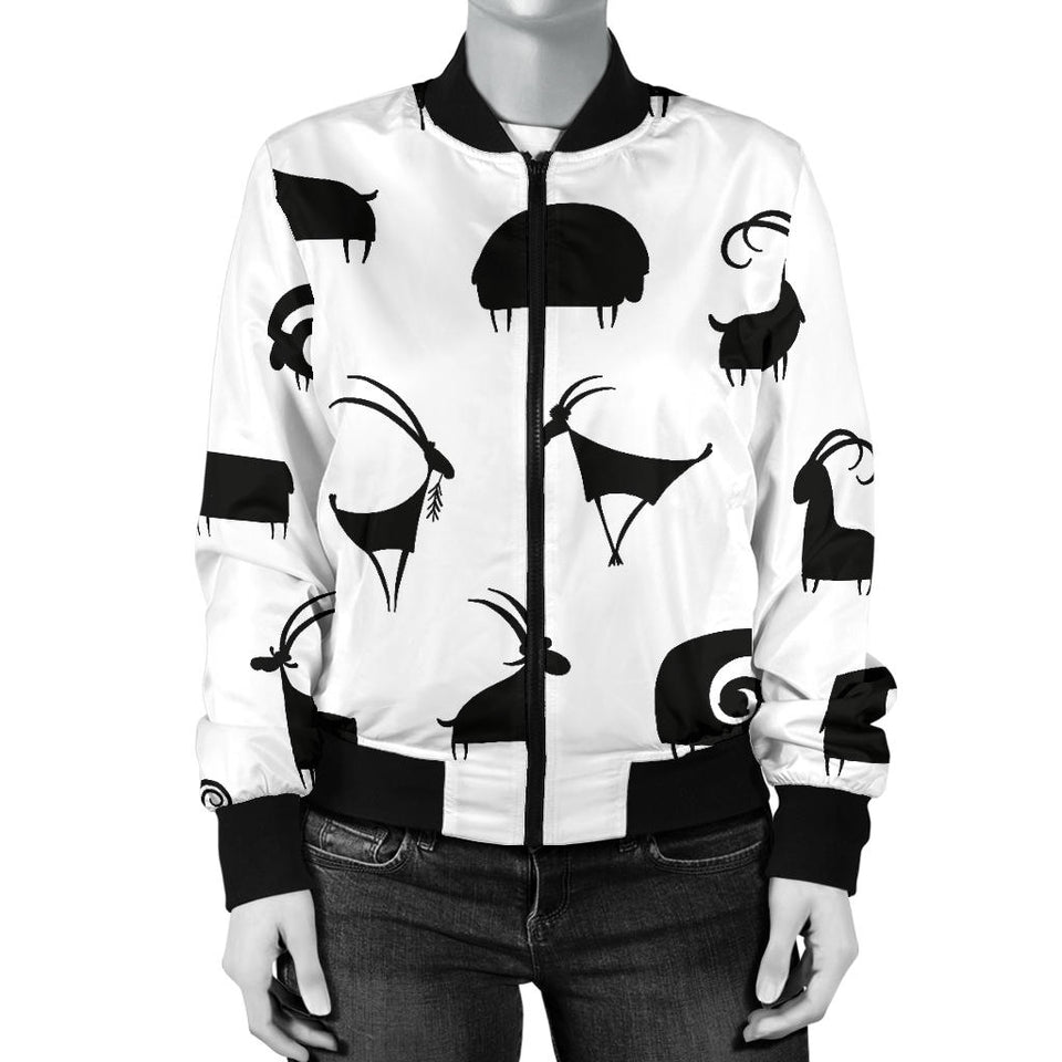Goat Ram Pattern Women'S Bomber Jacket
