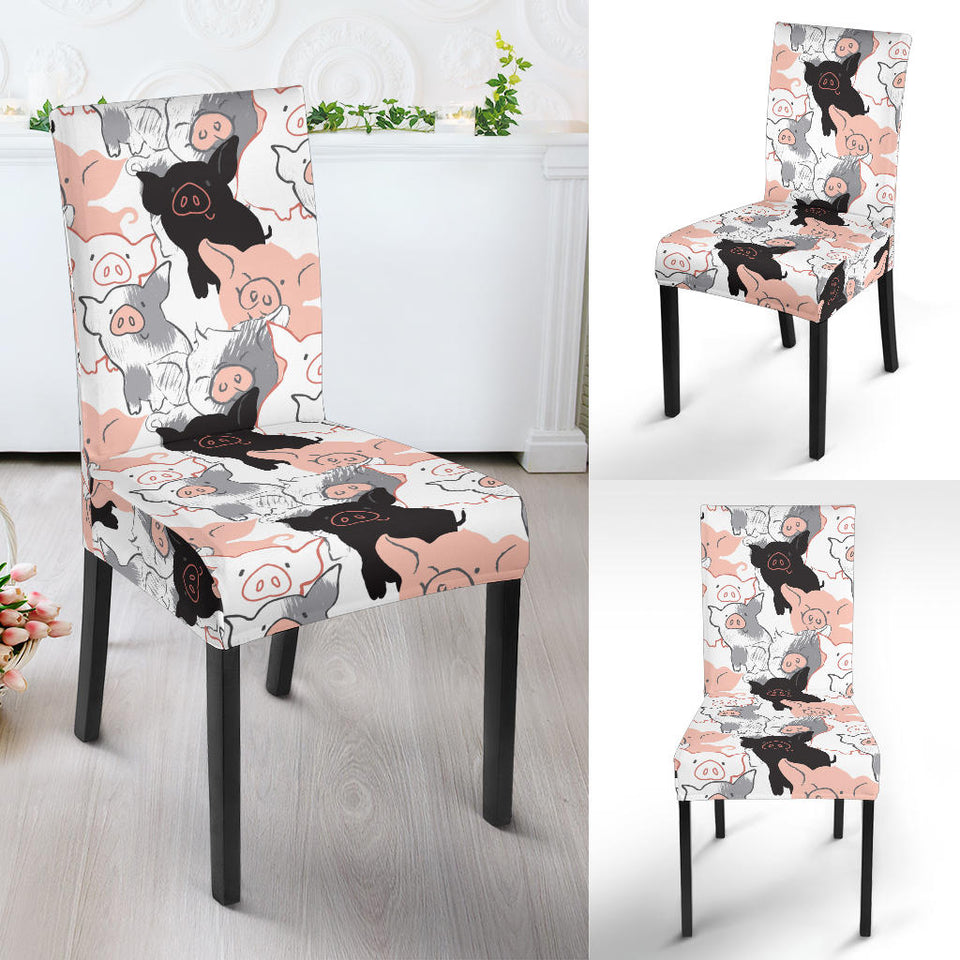 Pig Pattern Print Design 05 Dining Chair Slipcover