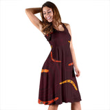 Boomerang Australian Aboriginal Ornament Circle Black Background Sleeveless Midi Dress