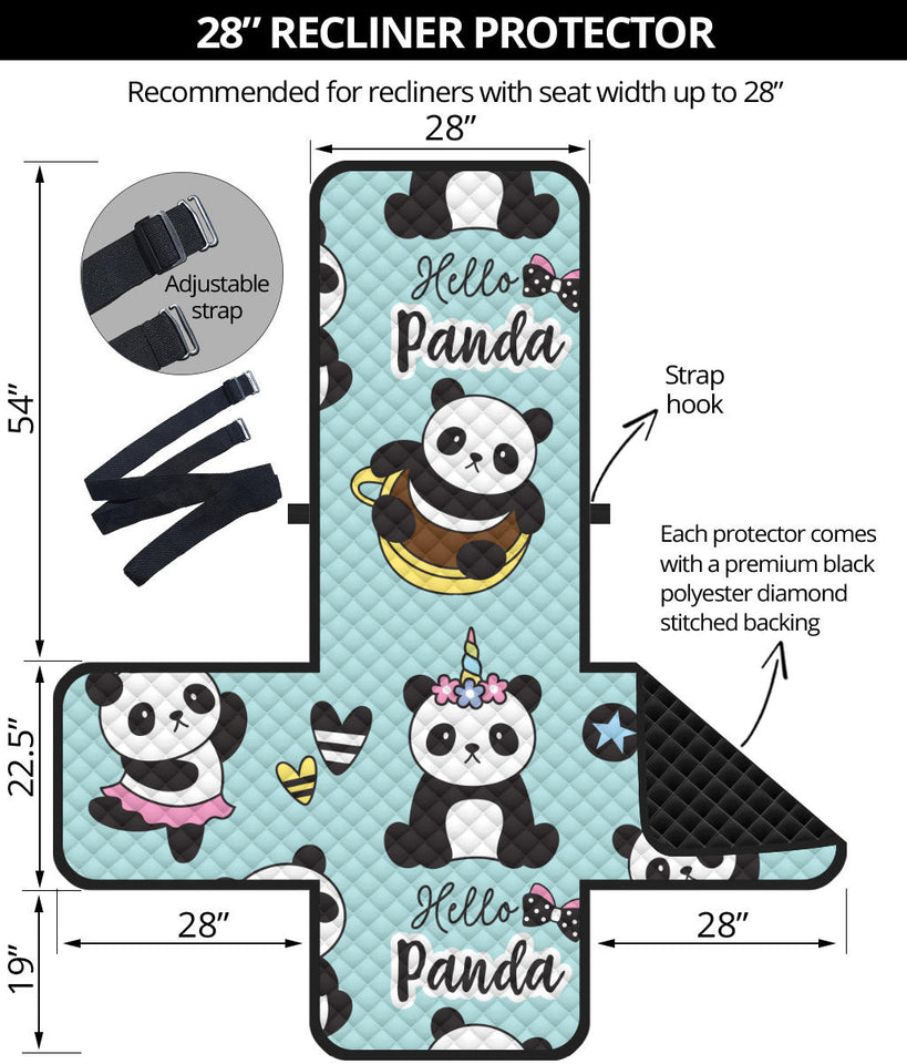 Cute baby panda pattern Recliner Cover Protector