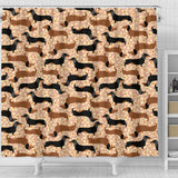 Dachshund Floral Background Shower Curtain Fulfilled In US