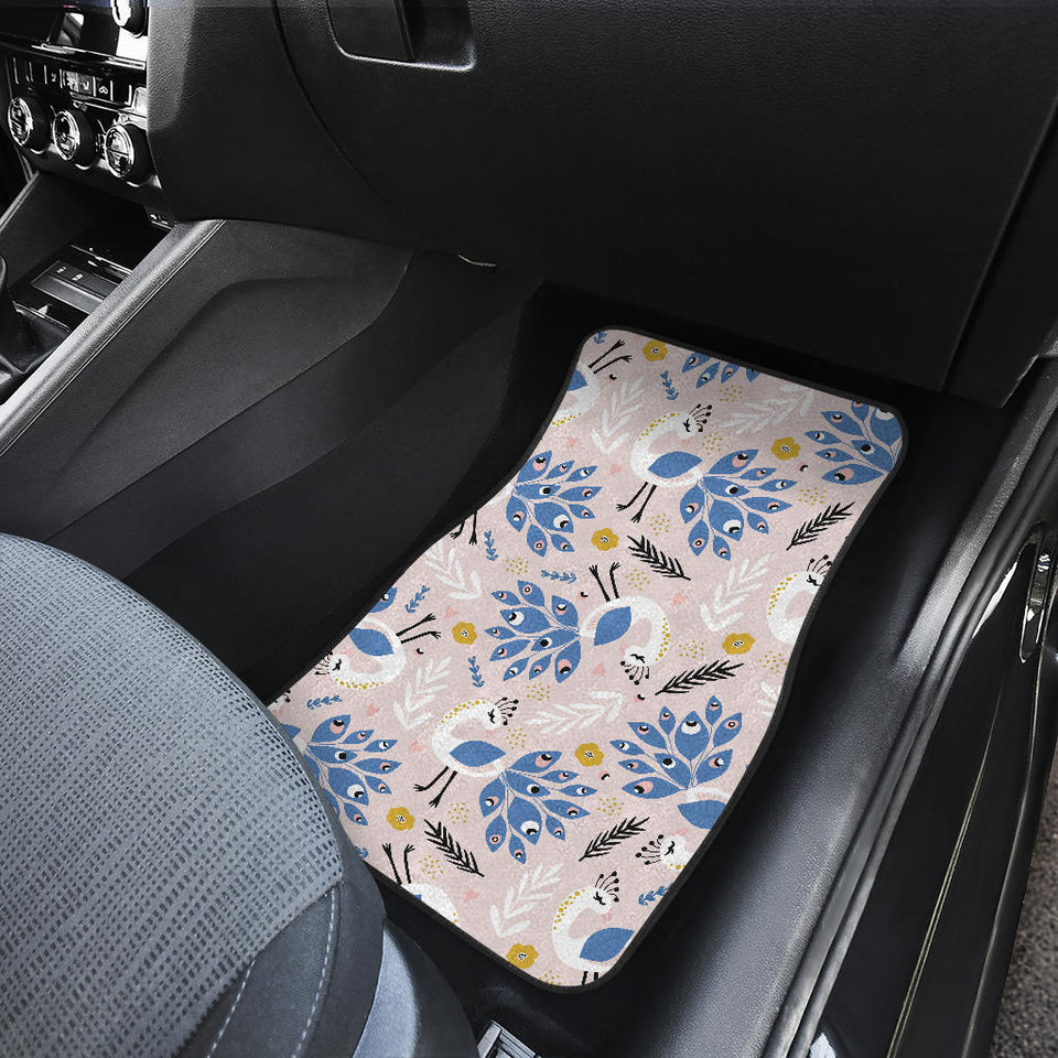 Cute Peacock Pattern Front And Back Car Mats