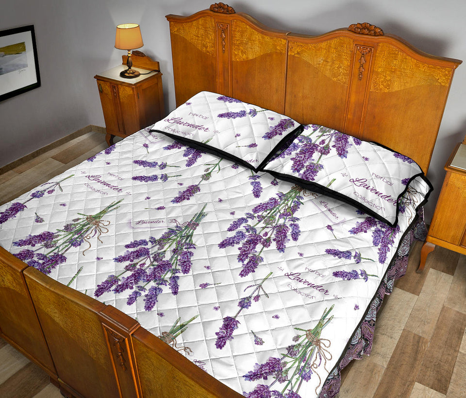 lavender flower design pattern Quilt Bed Set