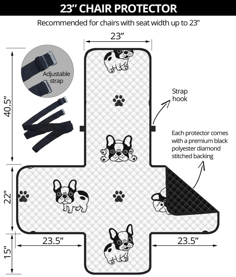 Cute french bulldog paw pattern Chair Cover Protector