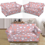 Coral White Heart Pattern Loveseat Couch Slipcover