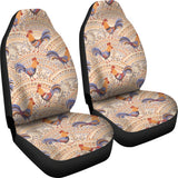 Cute Rooster Chicken Cock Floral Ornament Background  Universal Fit Car Seat Covers
