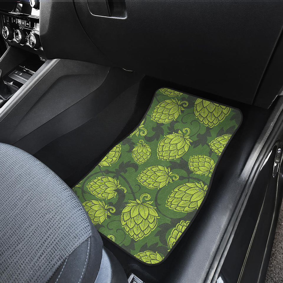 Hop Pattern Hop Cone Background Front And Back Car Mats