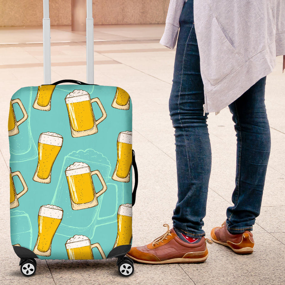 Beer Pattern Green Background Luggage Covers