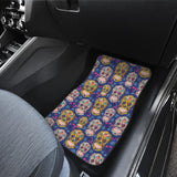 Sugar Skull Flower Pattern Front Car Mats