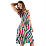 Colorful Zebra Skin Pattern Sleeveless Midi Dress