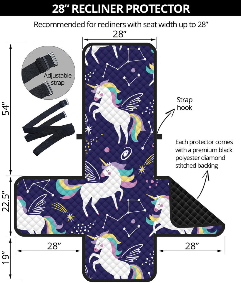 Hand drawn cute unicorn star planet Recliner Cover Protector